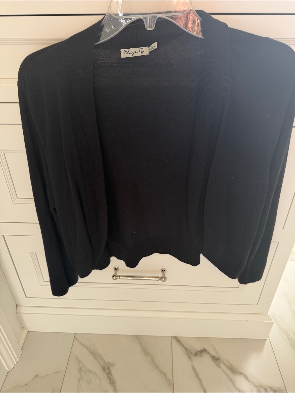 Eliza J Black Open-Front Knit Cardigan